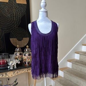 Cache Purple Fringe Tank Top, NEW WITH TAGS!!! NEVER WORN!!
